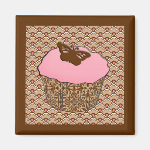 Erdbeere Pink Mattiert Cupcake Magnet