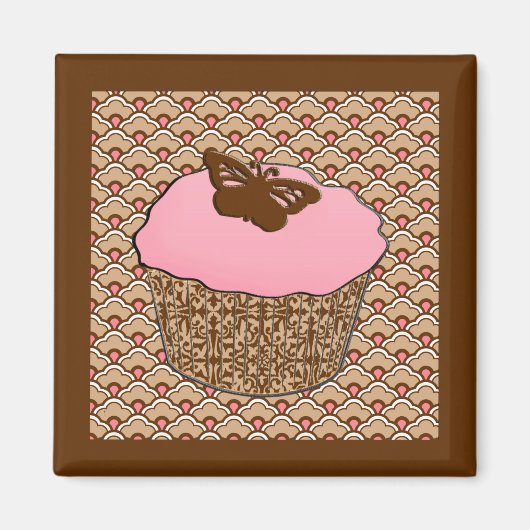 Erdbeere Pink Mattiert Cupcake Magnet (Vorne)