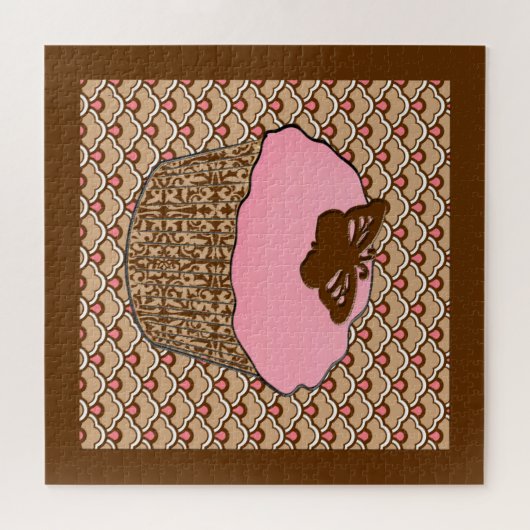 Erdbeere Pink Mattiert Cupcake Puzzle (Horizontal)