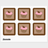 Erdbeere Pink Mattiert Cupcake Quadratischer Aufkleber (Blatt)