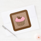 Erdbeere Pink Mattiert Cupcake Quadratischer Aufkleber (Umschlag)