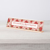 Erdbeere Pink Niedliche Schreibtischnamenszusätze Schreibtischnamensplakette (Vorderseite )