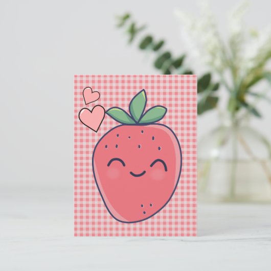 Erdbeere Postkarte (Stehend Vorderseite)