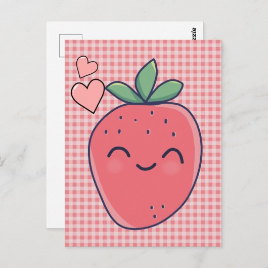 Erdbeere Postkarte (Vorne/Hinten)