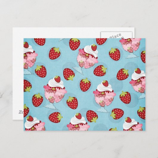 Erdbeere Postkarte (Vorne/Hinten)