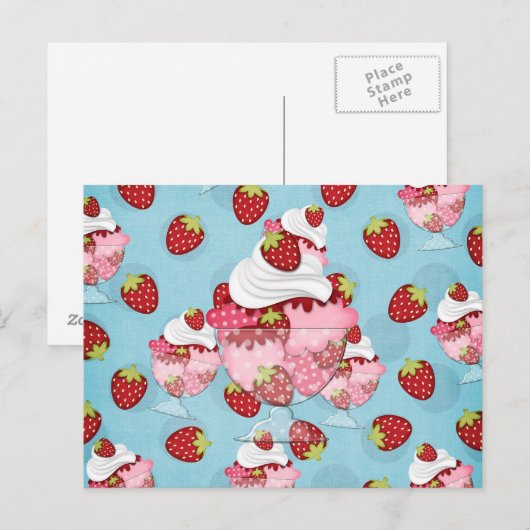 Erdbeere Postkarte (Vorne/Hinten)