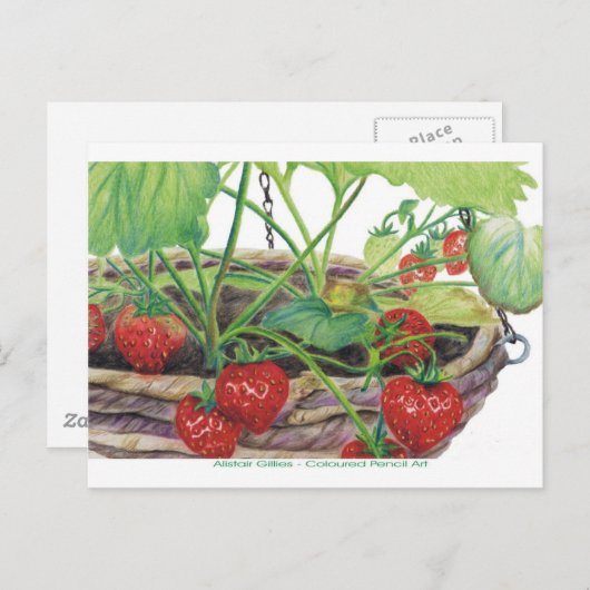 Erdbeere Postkarte (Vorne/Hinten)