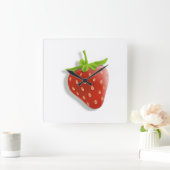 Erdbeere Quadratische Wanduhr (Zuhause)