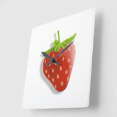 Erdbeere Quadratische Wanduhr (Winkel)