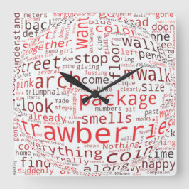 Erdbeere Quadratische Wanduhr