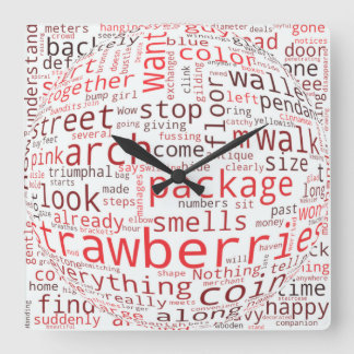 Erdbeere Quadratische Wanduhr