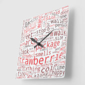Erdbeere Quadratische Wanduhr (Winkel)
