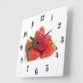 Erdbeere Quadratische Wanduhr (Winkel)