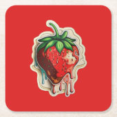Erdbeere Rechteckiger Pappuntersetzer (Vorderseite)