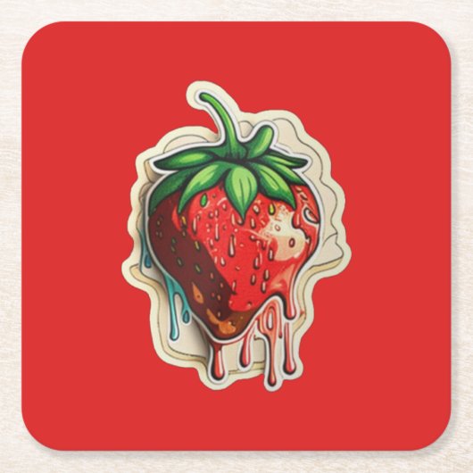 Erdbeere Rechteckiger Pappuntersetzer (Vorderseite)