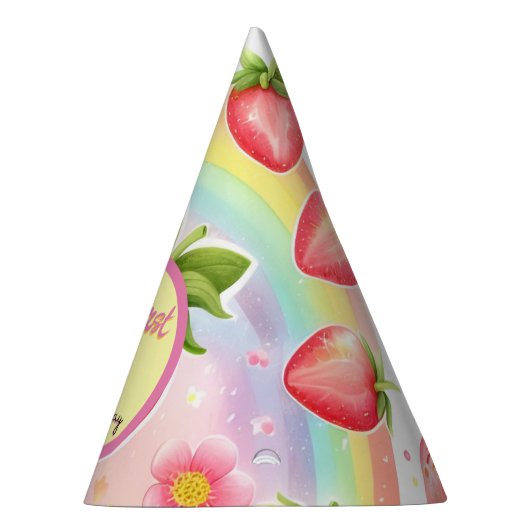 Erdbeere Regenbogenbeere erster 1. Geburtstag Partyhütchen (Rechts)