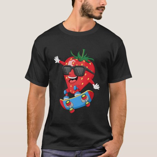 Erdbeere Reit Skateboard S T-Shirt (Vorderseite)