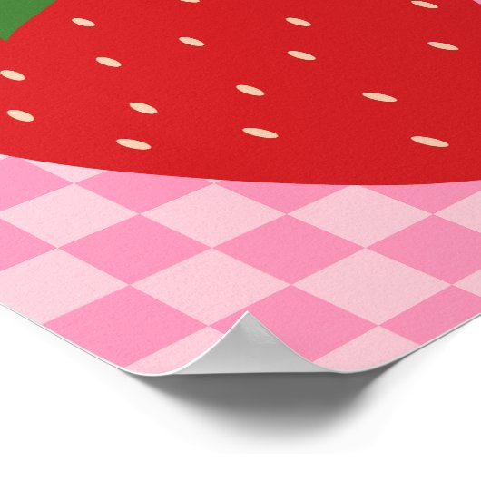Erdbeere Retro Obst Rosa und Rot Poster (Ecke)