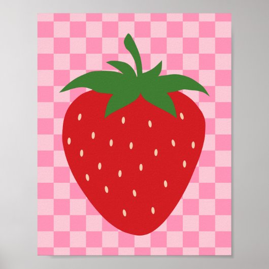 Erdbeere Retro Obst Rosa und Rot Poster (Vorne)