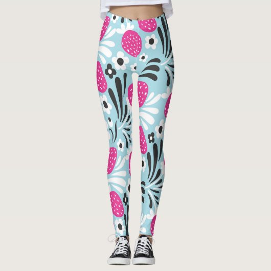 Erdbeere: Rosa Berry Nahtlos. Leggings (Vorderseite)