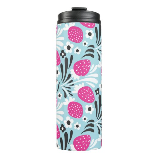 Erdbeere: Rosa Berry Nahtlos. Thermosbecher (Vorderseite)