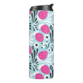 Erdbeere: Rosa Berry Nahtlos. Thermosbecher (Nach links gedreht)