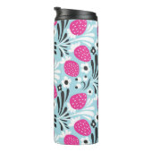 Erdbeere: Rosa Berry Nahtlos. Thermosbecher (Nach rechts gedreht)