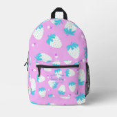 Erdbeere Rosa Blau Bedruckter Rucksack (Vorderseite)