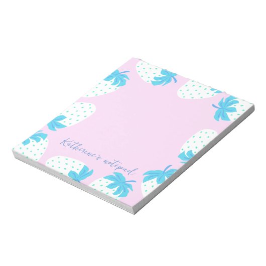 Erdbeere Rosa Blau Notizblock (Rotiert)