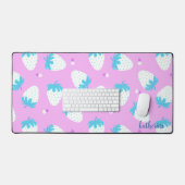 Erdbeere Rosa Blau Schreibtischunterlage (Tastatur & Maus)