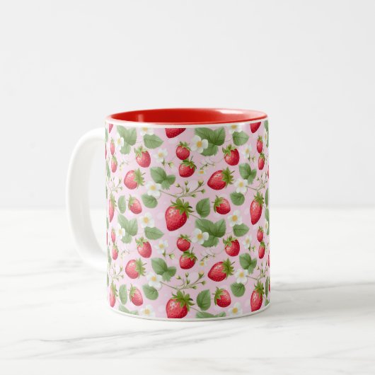 Erdbeere Rosa Blume Zweifarbige Tasse (Vorderseite Links)