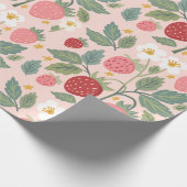 Erdbeere Rosa Botanisch Geschenkpapier (Ecke)