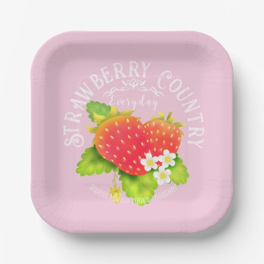Erdbeere rosa Design. Pappteller (Vorderseite)