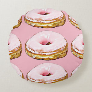 Erdbeere Rosa Donut Sprinkles Rundkissen Rundes Kissen