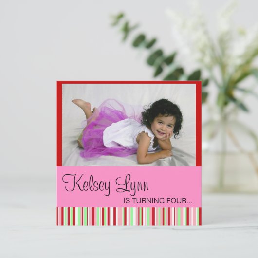 Erdbeere Rosa Einladung (Stehend Vorderseite)