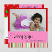 Erdbeere Rosa Einladung (Vorne/Hinten)