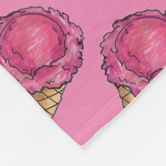 Erdbeere Rosa Eiscreme Waffelkone Feinschmecker Fleecedecke (Ecke)