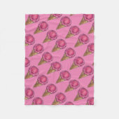 Erdbeere Rosa Eiscreme Waffelkone Feinschmecker Fleecedecke (Vorderseite)
