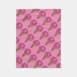 Erdbeere Rosa Eiscreme Waffelkone Feinschmecker Fleecedecke