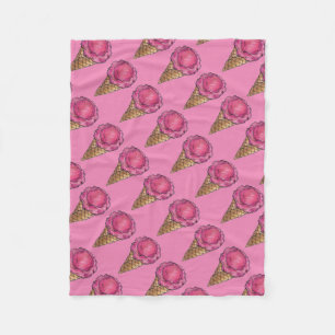 Erdbeere Rosa Eiscreme Waffelkone Feinschmecker Fleecedecke