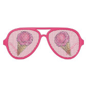 Erdbeere Rosa Eiscreme Waffelkone Feinschmecker Partybrille (Vorderseite)