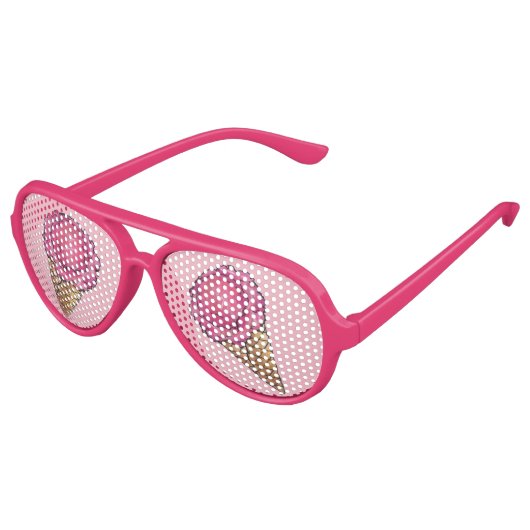 Erdbeere Rosa Eiscreme Waffelkone Feinschmecker Partybrille (Schrägansicht)