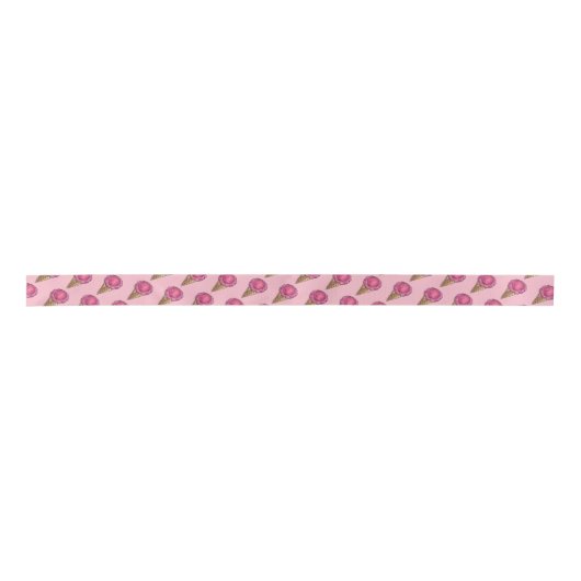Erdbeere Rosa Eiscreme Waffelkone Feinschmecker Satinband (Vorderseite)