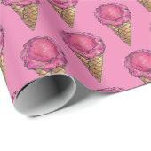 Erdbeere Rosa Eiscreme Waffelkone Geschenkpapier (Rolleneckpunkt)