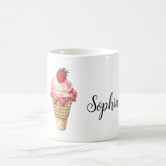 Erdbeere Rosa Eistüte Kaffeetasse (Mittel)