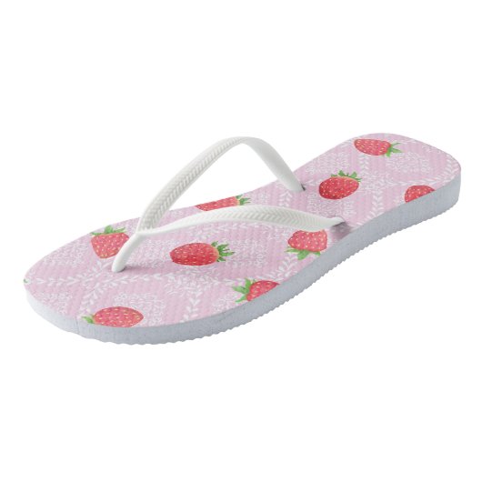 Erdbeere Rosa Flip Flops Badesandalen (Schrägansicht)