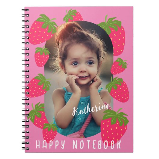 Erdbeere Rosa Foto Notizblock (Vorderseite)