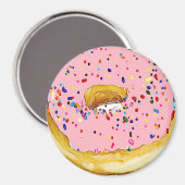 Erdbeere Rosa Mattierter Donut Sprinkles Magnet (Vorderseite/Rückseite)