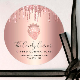 Erdbeere Rose Gold Kupfer Tropfen Confection Süßig Runder Aufkleber