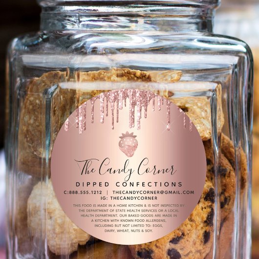 Erdbeere Rose Gold Kupfer Tropfen Konfektion Recht Runder Aufkleber